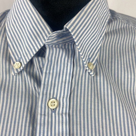 Sadlebreed Easy Care Pin Stripe Blue and White Button Down Shirt - Picture 5 of 7